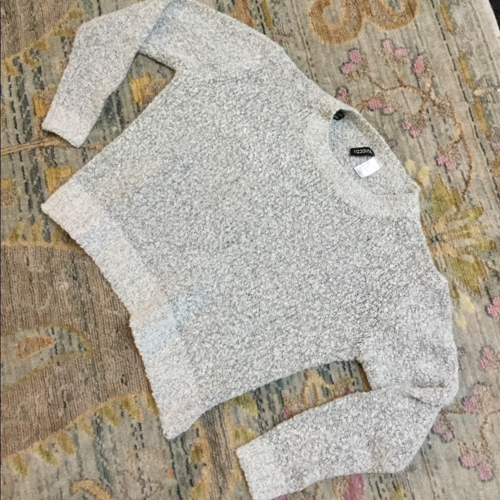 Divided gray fuzzy sweater